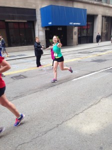 Rachele loving her first marathon!